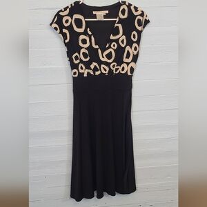 Maggy London Black & White Dot Print Midi Dress Size 10